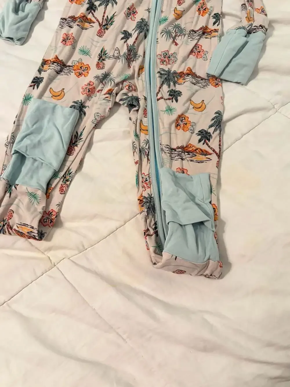 Velveteen by Bunny Knots Bamboo Zip Sleeper Pajamas Tropical Beach Print 18-24M